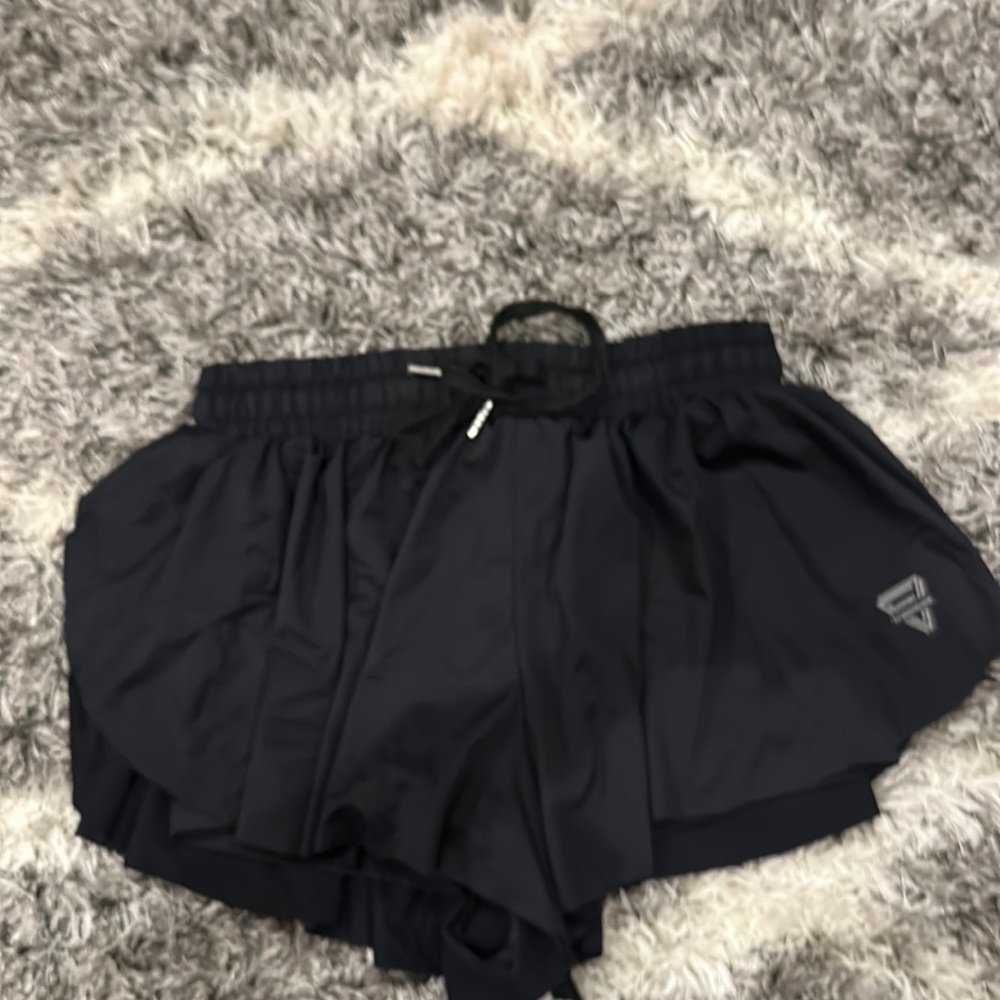 Black, Flowy Athletic Shorts
